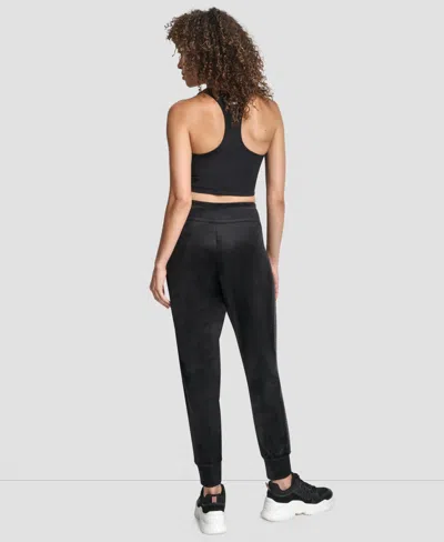 Dkny Women's Velour Mid-rise Slim Pants In Black