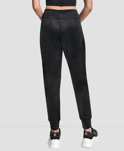 Dkny Women's Velour Mid-rise Slim Pants In Black