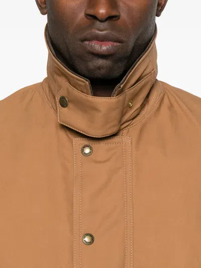 Junya Watanabe Cotton Canvas Jacket With Wool Back Insert And Corduroy Collar In Brown
