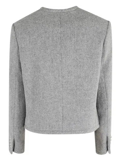 Dunst Grey Crewneck Jacket With Buttons On The Front In Gray