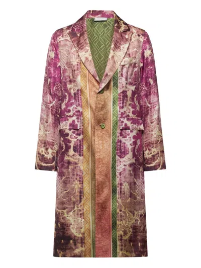 Pierre-louis Mascia Damask-print Panelled Coat In Multi