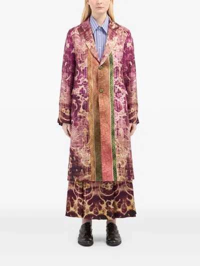 Pierre-louis Mascia Damask-print Panelled Coat In Multi