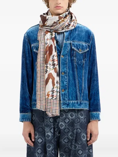 Pierre-louis Mascia Houndstooth-pattern Scarf In Brown