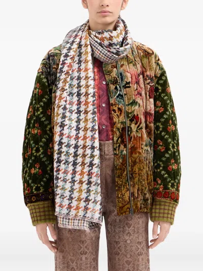 Pierre-louis Mascia Houndstooth-pattern Scarf In Brown