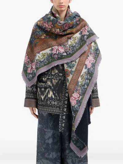 Pierre-louis Mascia Floral-pattern Fringed-edges Scarf In Multi