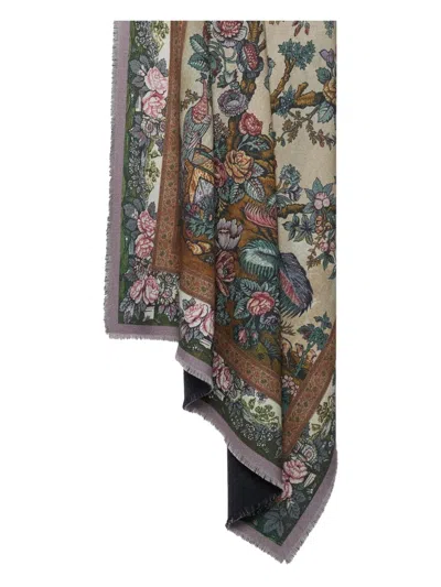 Pierre-louis Mascia Floral-pattern Fringed-edges Scarf In Multi