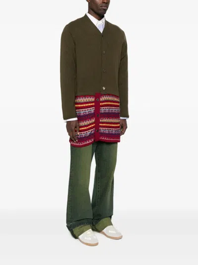 Comme Des Garçons Homme Deux Patterned-patchwork Cardigan In Green