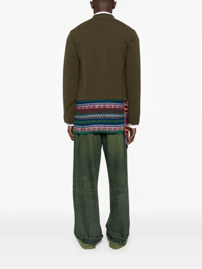 Comme Des Garçons Homme Deux Patterned-patchwork Cardigan In Green