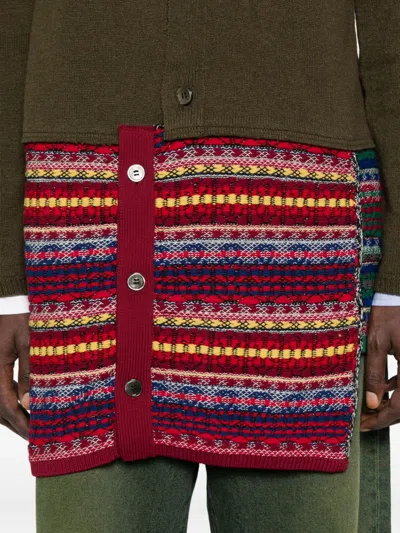 Comme Des Garçons Homme Deux Patterned-patchwork Cardigan In Green