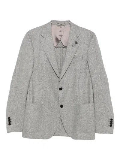 Lardini Herringbone Button Jacket In Multi