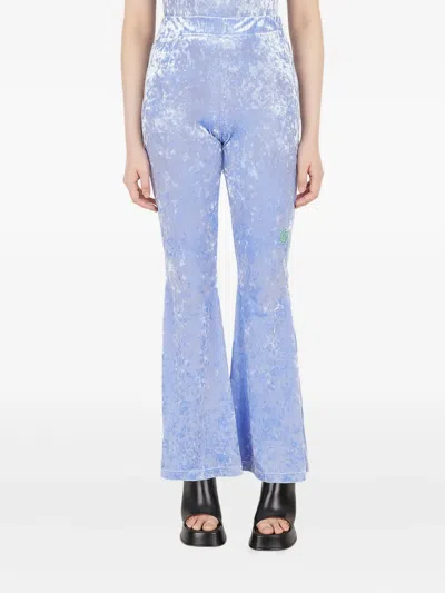 Perks And Mini P.a.m. High Waist Flared Velvet Trousers In Blue