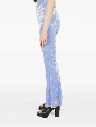 Perks And Mini P.a.m. High Waist Flared Velvet Trousers In Blue