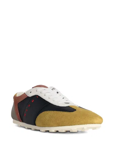 Marni Multicolor Leather Sneakers Suede Panels In Black