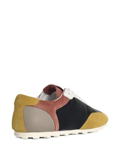 Marni Multicolor Leather Sneakers Suede Panels In Black