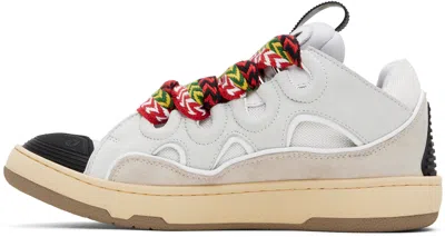 Lanvin Curb Sneakers In Leather And Suede With Multicolor Laces In White