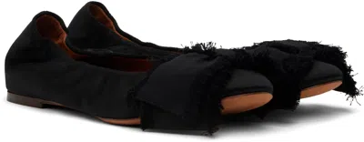 Lanvin Satin Bow Ballet Flats In Black