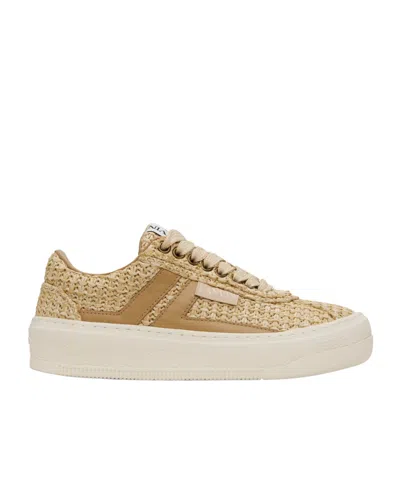Lanvin Cash Raffia Sneakers In Neutral