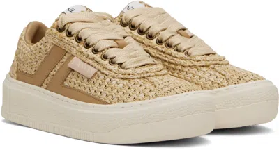 Lanvin Cash Raffia Sneakers In Neutral