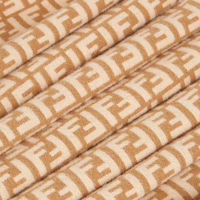 Fendi Wool And Cashmere Scarf Scarves And Foulards Beige In Gold