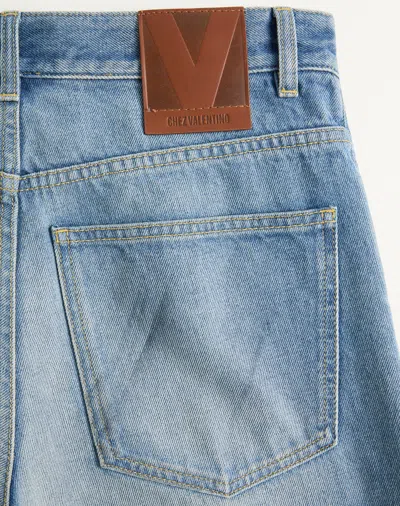 Valentino Garavani Jeans With Logo Application In Blue