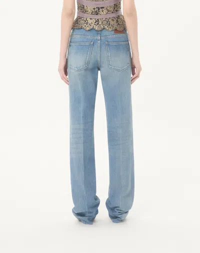 Valentino Garavani Jeans With Logo Application In Blue