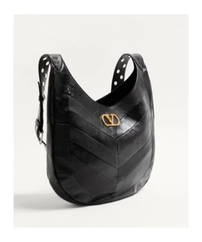 Valentino Hoboho Small Shoulder Bag With Studded Strap In Black