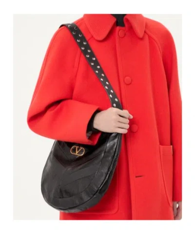 Valentino Hoboho Small Shoulder Bag With Studded Strap In Black