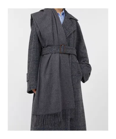 Weekend Max Mara Fringed Scarf In Gray