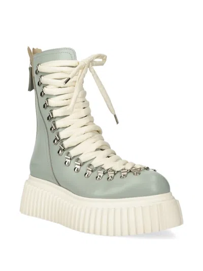 Agl Attilio Giusti Leombruni 60mm Lace-up Platform Boots In Green