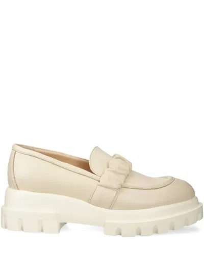 Agl Attilio Giusti Leombruni Cream Moccasin With Rubber Sole In Neutral