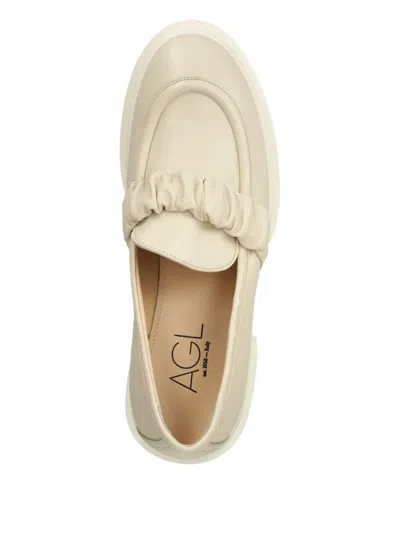 Agl Attilio Giusti Leombruni Cream Moccasin With Rubber Sole In Neutral