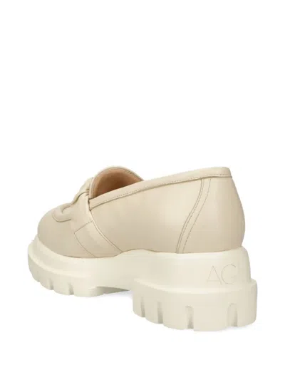 Agl Attilio Giusti Leombruni Cream Moccasin With Rubber Sole In Neutral