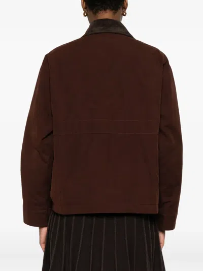 Aspesi Corduroy-collar Buttoned Jacket In Red