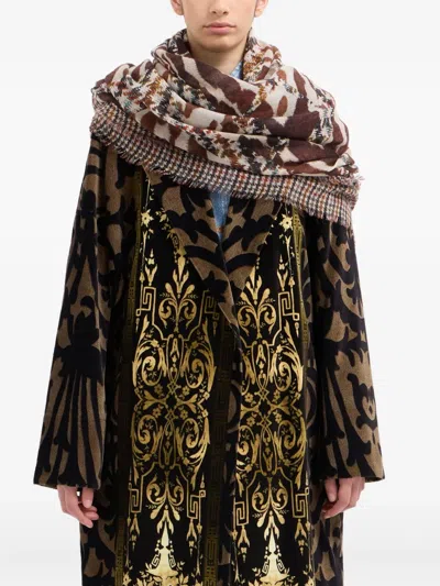 Pierre-louis Mascia Houndstooth-pattern Scarf In Brown