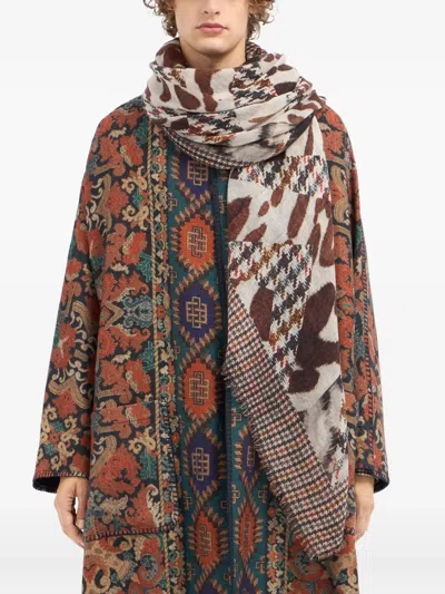 Pierre-louis Mascia Houndstooth-pattern Scarf In Brown