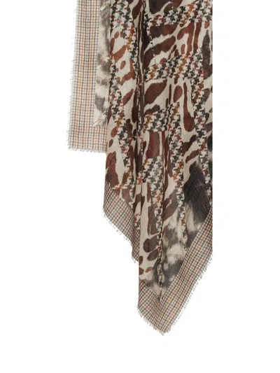 Pierre-louis Mascia Houndstooth-pattern Scarf In Brown
