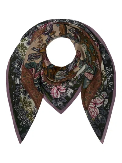 Pierre-louis Mascia Floral-pattern Square Scarf In Brown