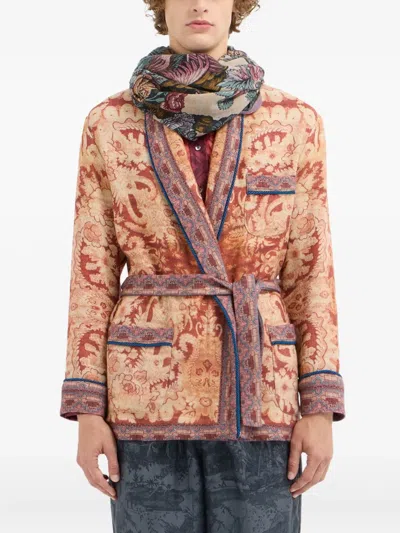 Pierre-louis Mascia Floral-pattern Square Scarf In Brown