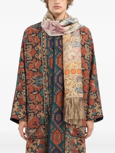 Pierre-louis Mascia Floral-tapestry Fringe Scarf In Neutral