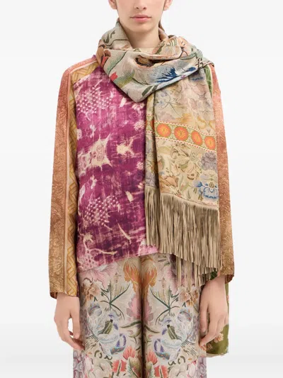 Pierre-louis Mascia Floral-tapestry Fringe Scarf In Neutral