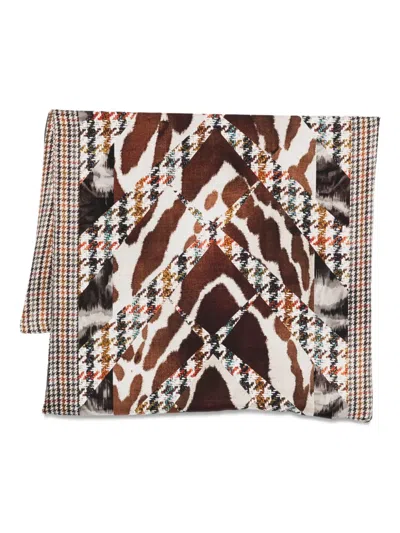 Pierre-louis Mascia Houndstooth Silk Scarf In Brown