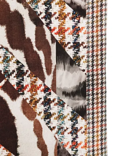 Pierre-louis Mascia Houndstooth Silk Scarf In Brown