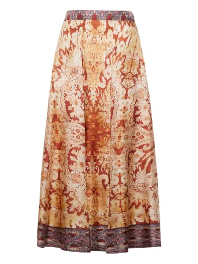 Pierre-louis Mascia Silk Pleated Skirt In Multi