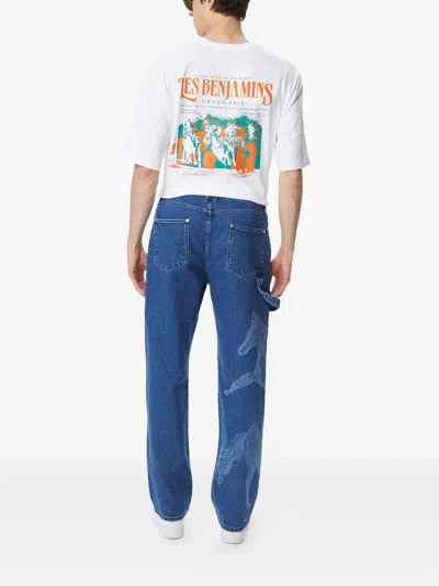 Les Benjamins Horse-print Jeans In Blue