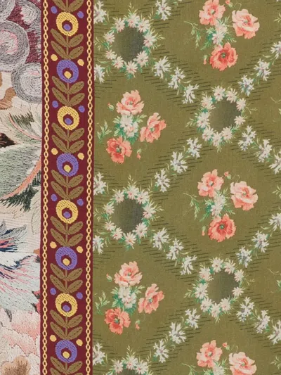 Pierre-louis Mascia Embroidered Floral-print Scarf In Green