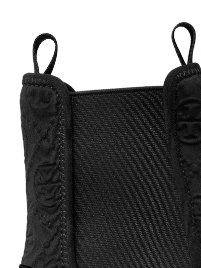 Tory Burch Black Leather And Fabric Chelsea Ankle Boots In Black