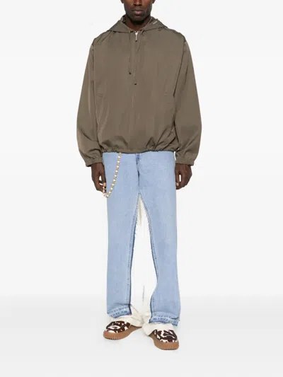 Marni Hooded Zip-up Jacket In Brown