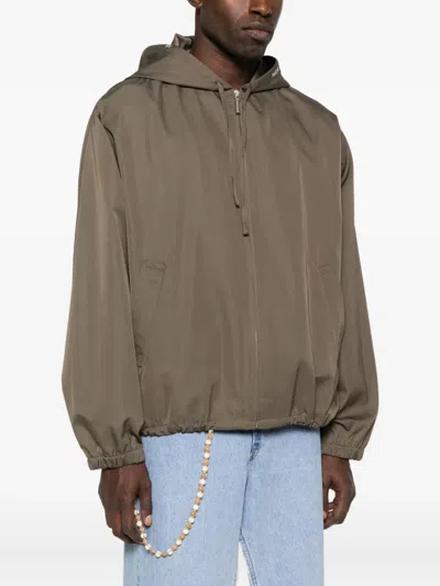 Marni Hooded Zip-up Jacket In Brown