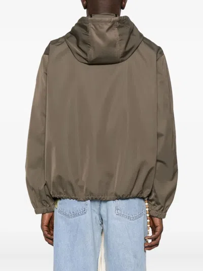 Marni Hooded Zip-up Jacket In Brown