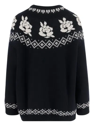 Magda Butrym Wool Sweater With Geometric Pattern In Blue